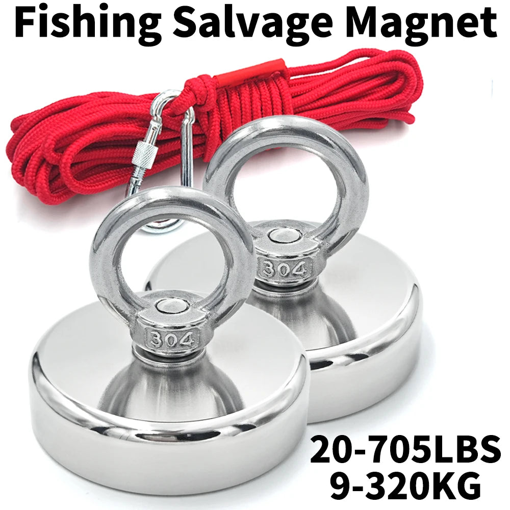 D16~D42mm Super Strong Neodymium Fishing Hook N52 Heavy Duty Rare Earth Neodymium with Countersunk Hole Eyebolt Salvage Magnetic