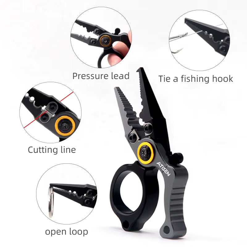 Booms Fishing X1 Aluminum Fishing Pliers Saltwater, Surf Fishing Tackle Kit, Fishing Multitool Hook Remover Braided Fishing Line