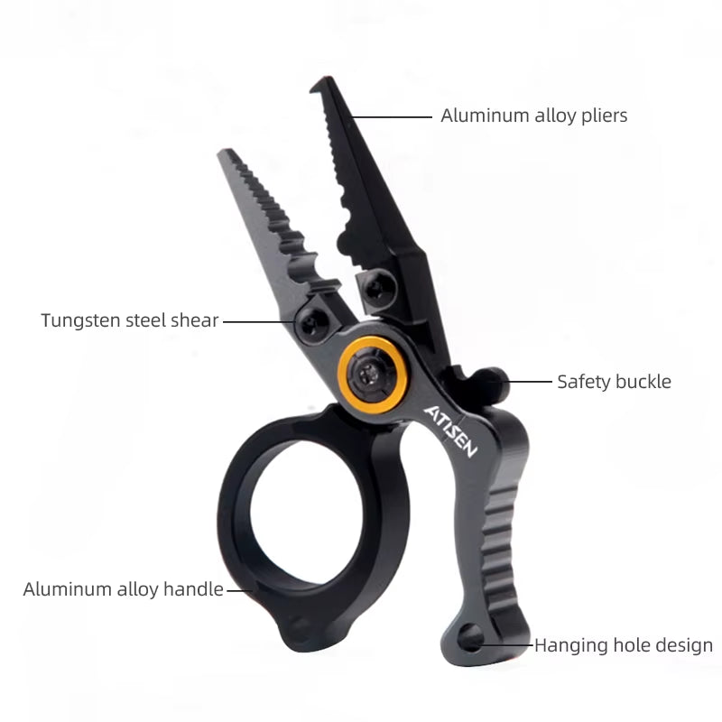 Booms Fishing X1 Aluminum Fishing Pliers Saltwater, Surf Fishing Tackle Kit, Fishing Multitool Hook Remover Braided Fishing Line