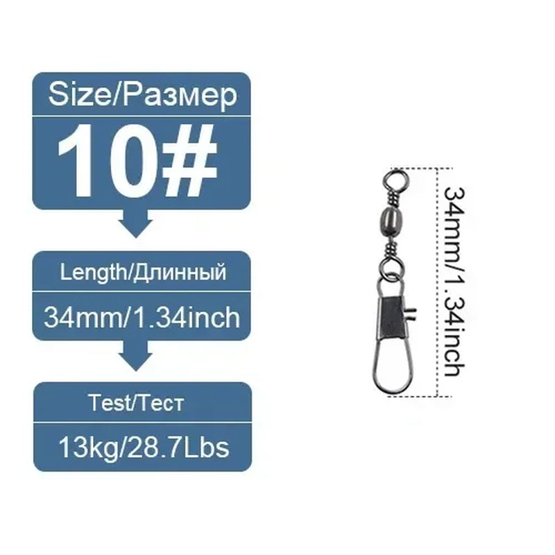 10/30/50Pcs Fishing Quick Lock Clips Fishhook Rolling Swivel Buckle All for Fishing Accessories Sports Entertainment Goods Tools