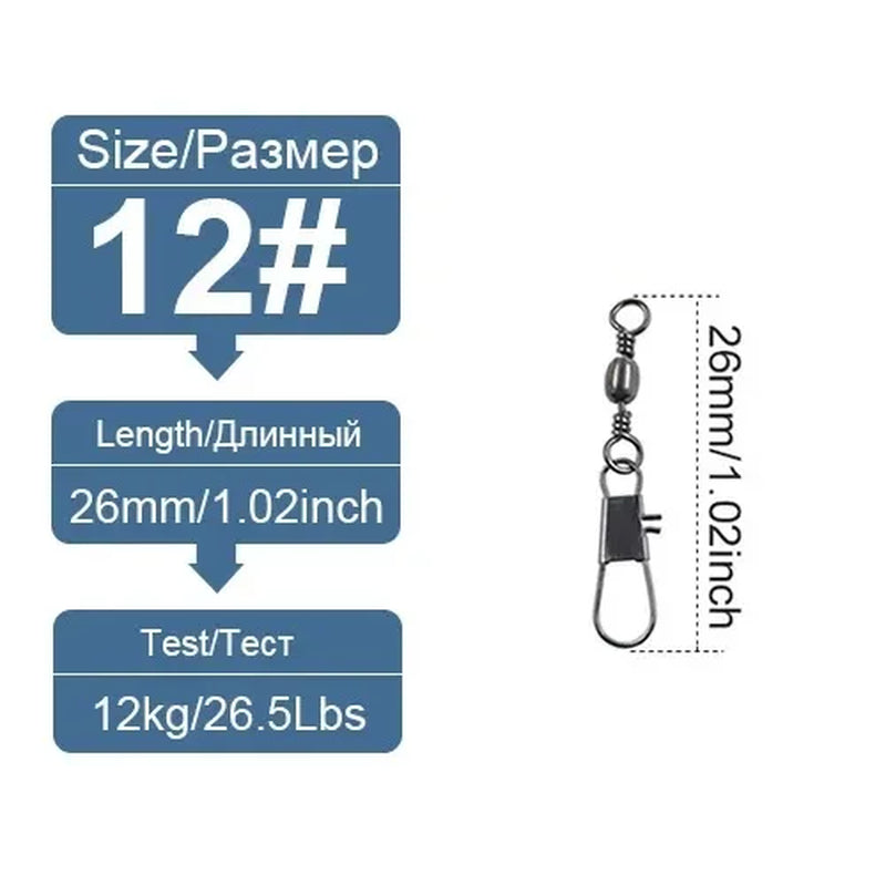 10/30/50Pcs Fishing Quick Lock Clips Fishhook Rolling Swivel Buckle All for Fishing Accessories Sports Entertainment Goods Tools