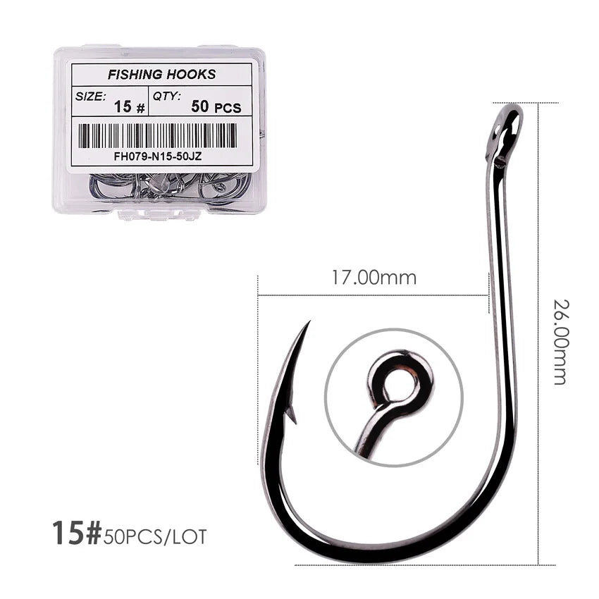 50Pcs / 20Pcs / Box Circle Carp Eyed Fishing Hook Size 2-22# Ring Eye Japan Fishhooks Fishing Hooks Single Jig Fish Hook Tackle