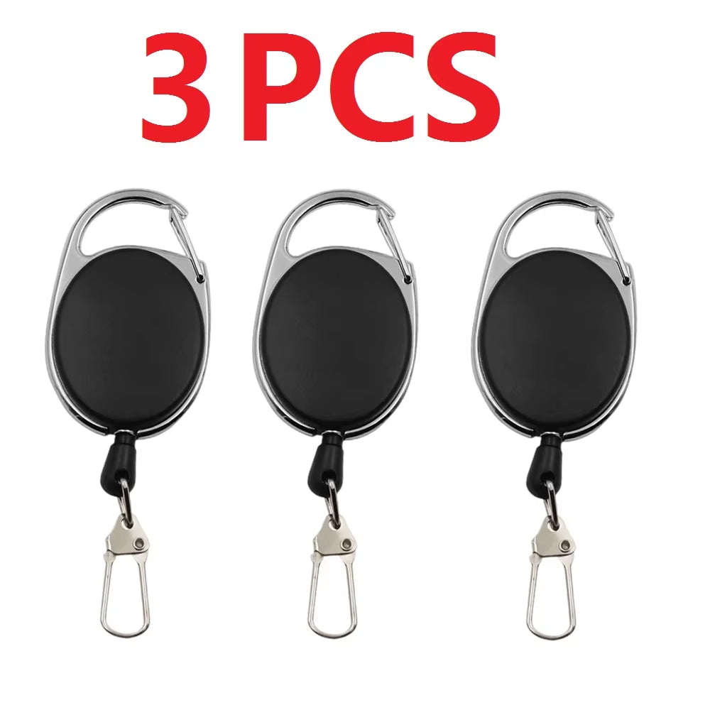 1-4Pcs Retractable Key Chain Reel Badge Holder Fly Fishing Zinger Retractor with Quick Release Spring Clip Fishing Accessories