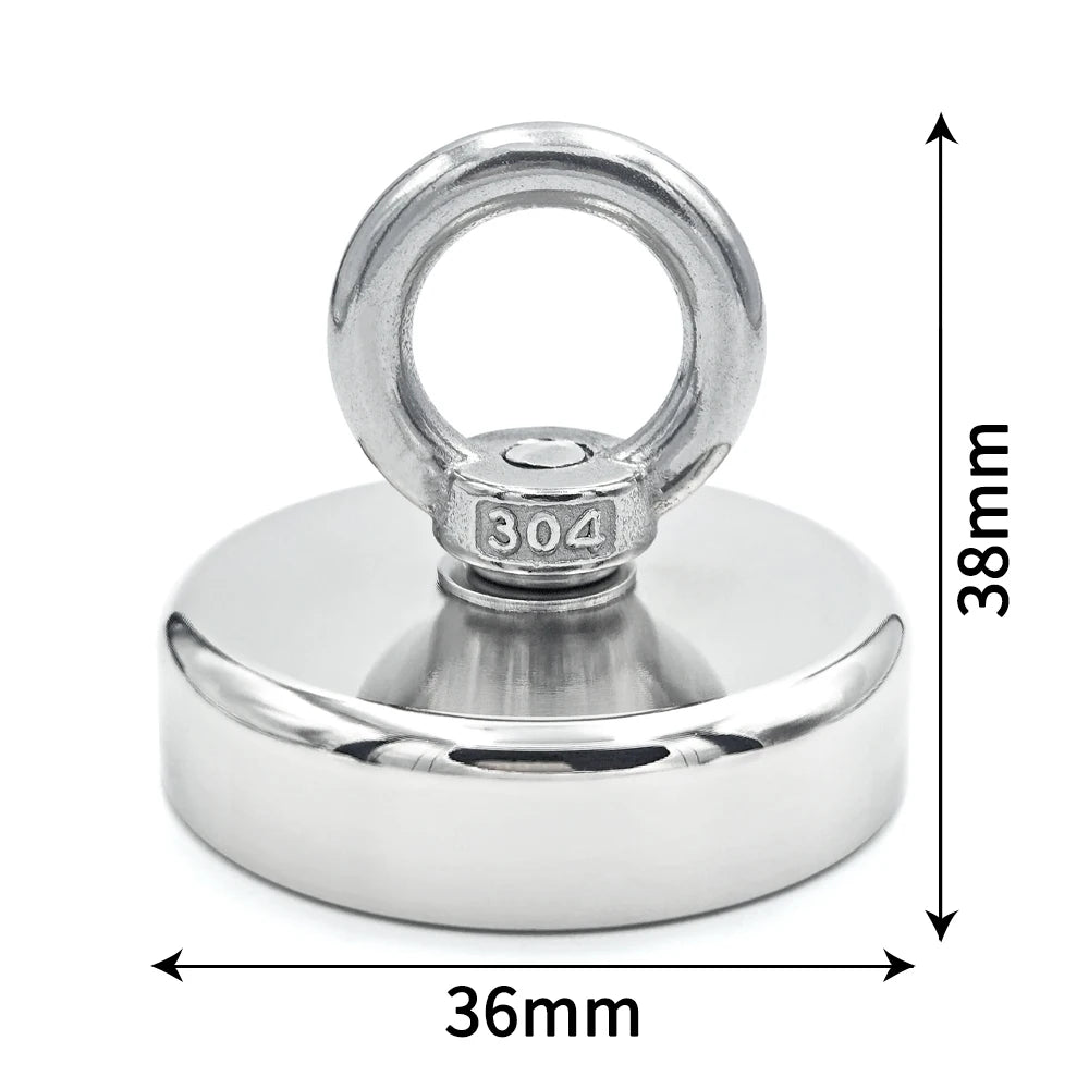 D16~D42mm Super Strong Neodymium Fishing Hook N52 Heavy Duty Rare Earth Neodymium with Countersunk Hole Eyebolt Salvage Magnetic