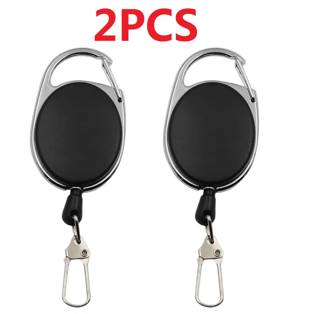 1-4Pcs Retractable Key Chain Reel Badge Holder Fly Fishing Zinger Retractor with Quick Release Spring Clip Fishing Accessories