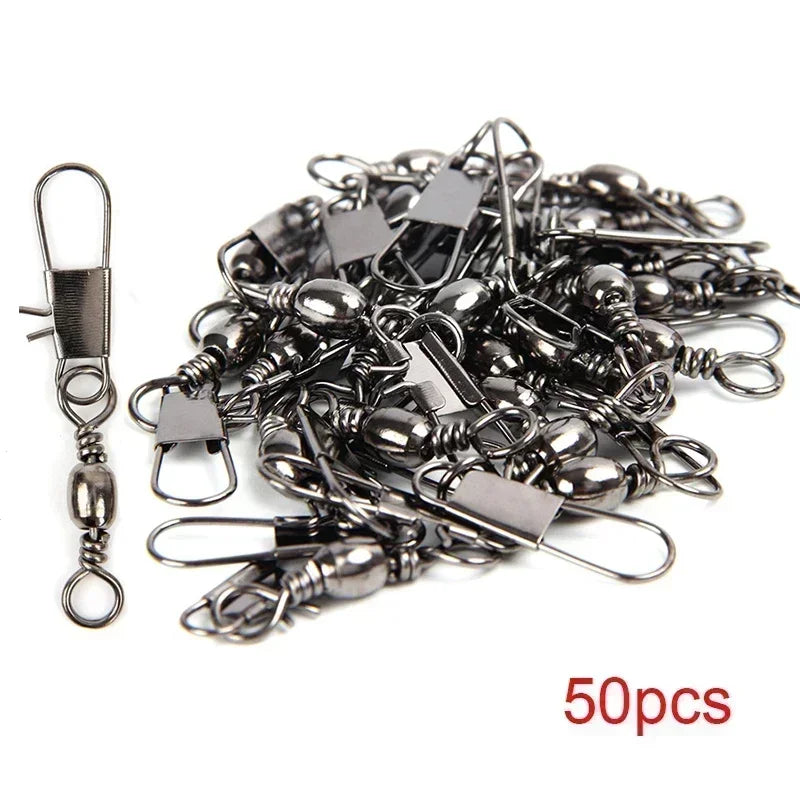 10/30/50Pcs Fishing Quick Lock Clips Fishhook Rolling Swivel Buckle All for Fishing Accessories Sports Entertainment Goods Tools