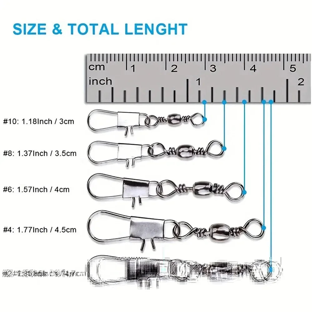 10/30/50Pcs Fishing Quick Lock Clips Fishhook Rolling Swivel Buckle All for Fishing Accessories Sports Entertainment Goods Tools