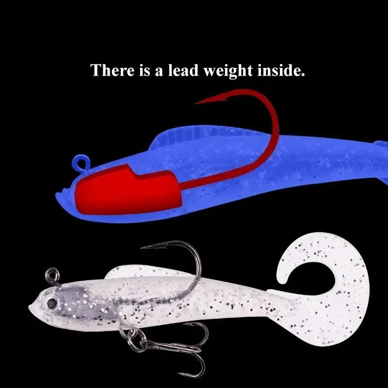 6Pcs Swim Tail Fishing Bait Jig Wobblers Soft Baits Artificial Silicone Bait Sea Bass Carp Spoon Fishing Bait