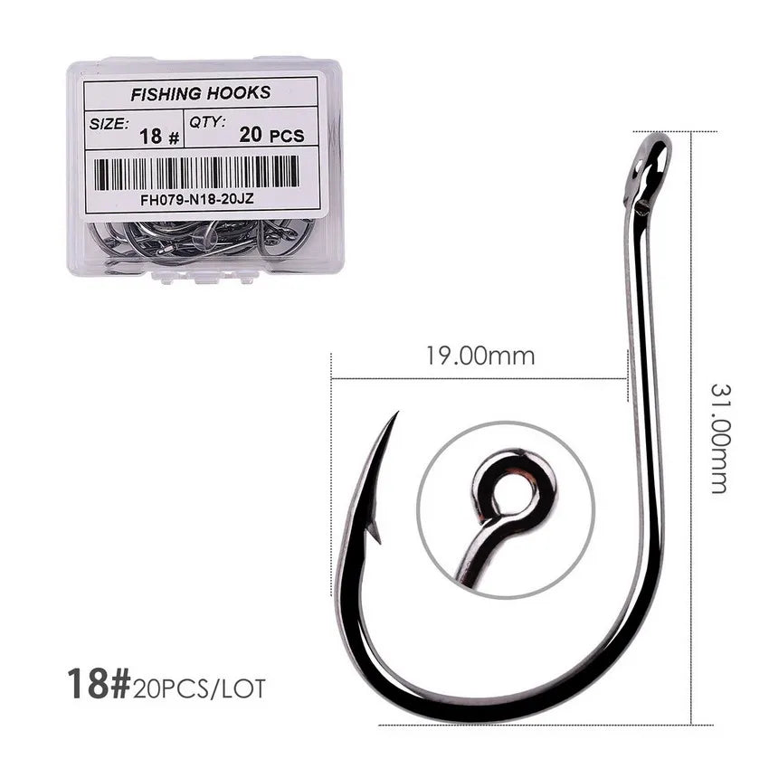 50Pcs / 20Pcs / Box Circle Carp Eyed Fishing Hook Size 2-22# Ring Eye Japan Fishhooks Fishing Hooks Single Jig Fish Hook Tackle