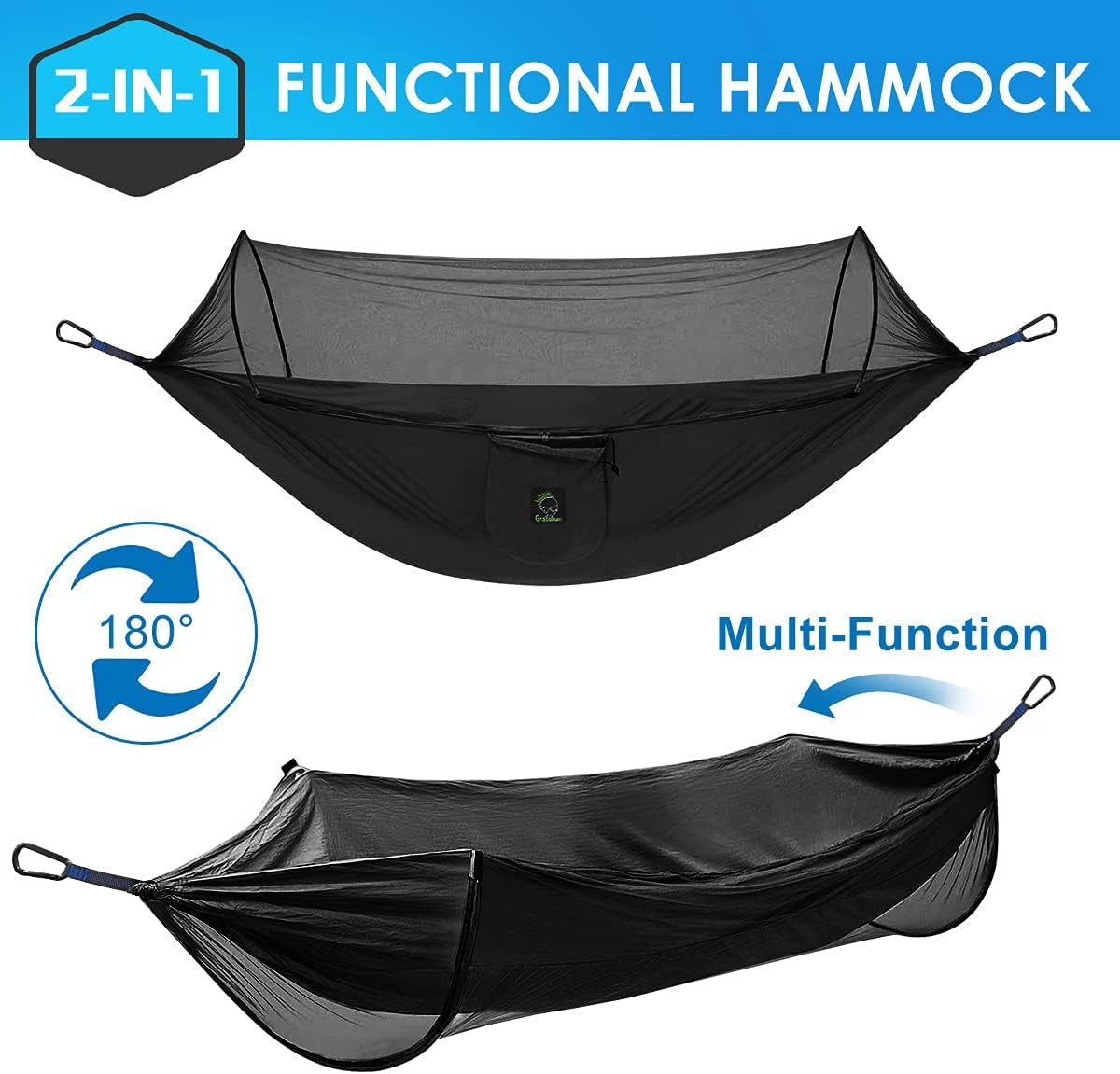 Camping Hammock Mosquito Net, Portable Hammock with Net Single or Double, Hammock Tent for Travel Camping, Camping Accessories for Indoor, Outdoor, Hiking, Backpacking, Backyard, Beach